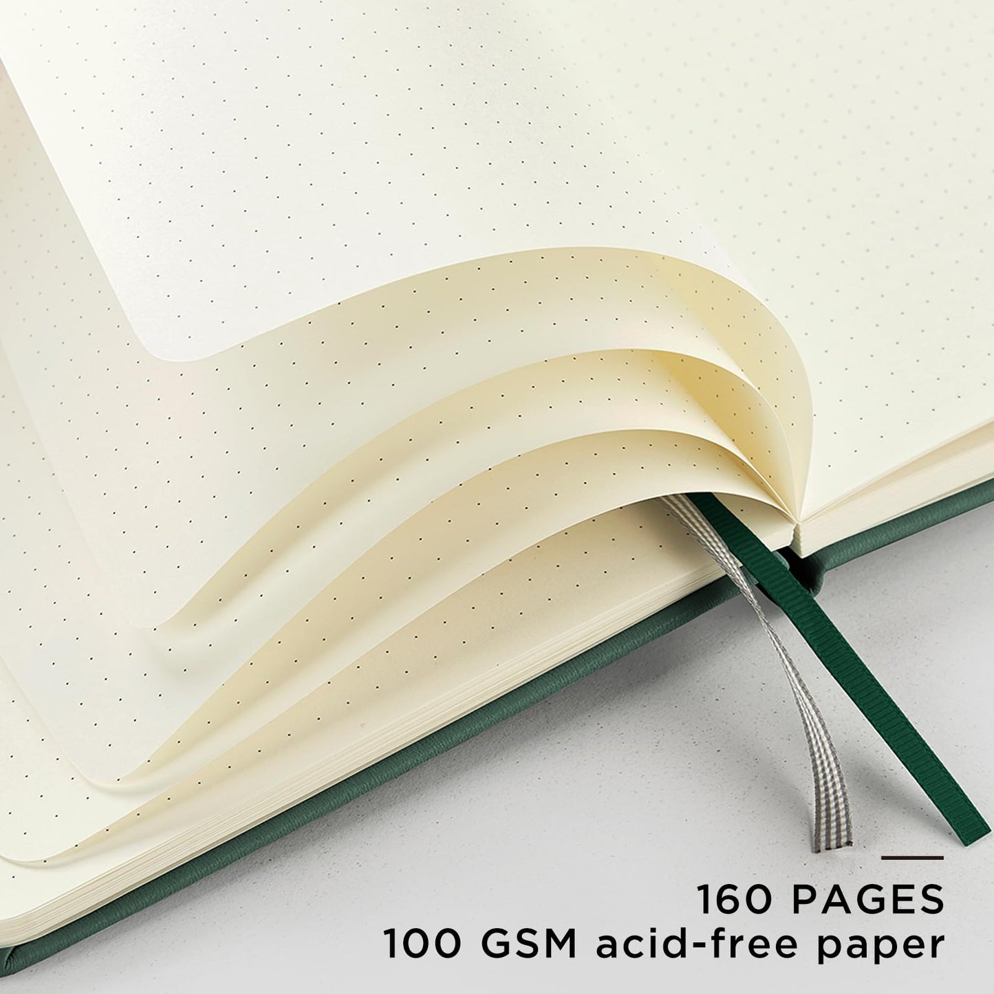 &And Per Se 10-Pack Dotted Notebooks, A5 Hardcover Dotted Journal Set, 160 Pages, 100gsm Paper, Office Supply Bulk Order, Corporate Workshop Materials – 3 Sticker Sheets Each (Green)