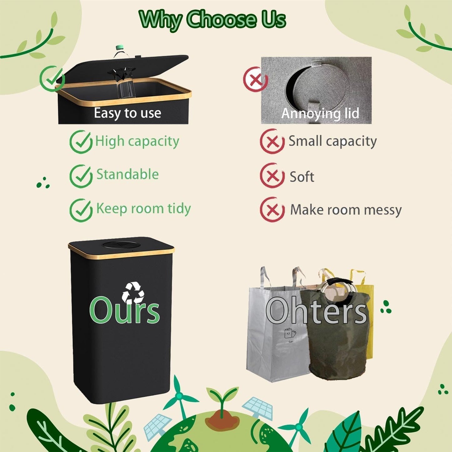 Pakusane Recycling Bin for Kitchen Indoor Home, Large 100L/ 26 Gallon Recycle Bin with Lid Removeable Reusable Inner Bag Bottle Can Glass Waste Plastice Stickers (Blue, 26 Gallon)
