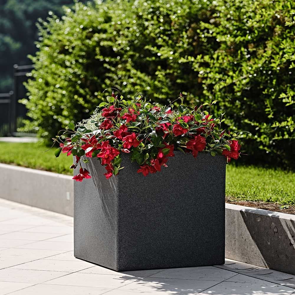 Greeneria Elegant Modern Black Matte Square Indoor Outdoor Planter Pot – 12”H x12”W x 12”L - Cube Shaped Flower Pot
