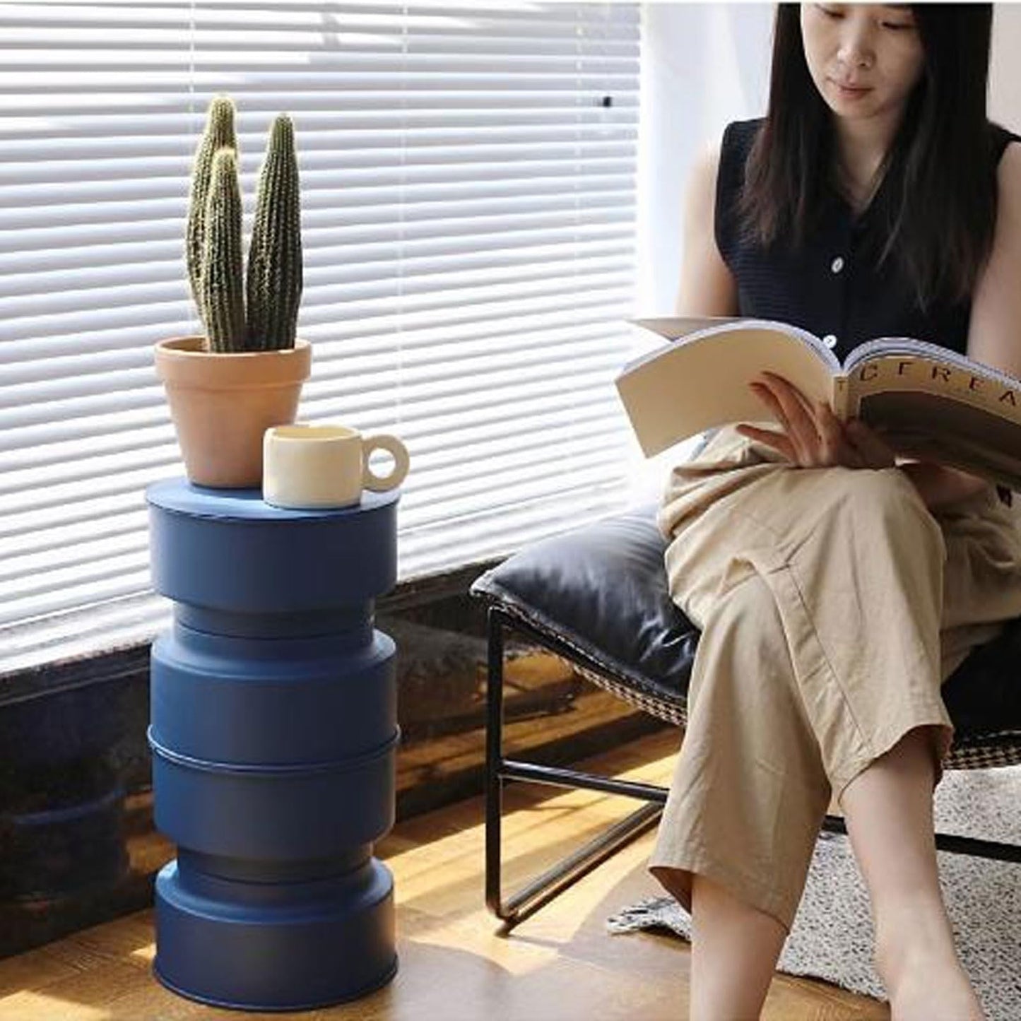 End Table Small Side Table Plant Stand Indoor, Metal for Flower Pots, Coffee Holder, Modern Home Decor Round End Snack Living Room Side Table