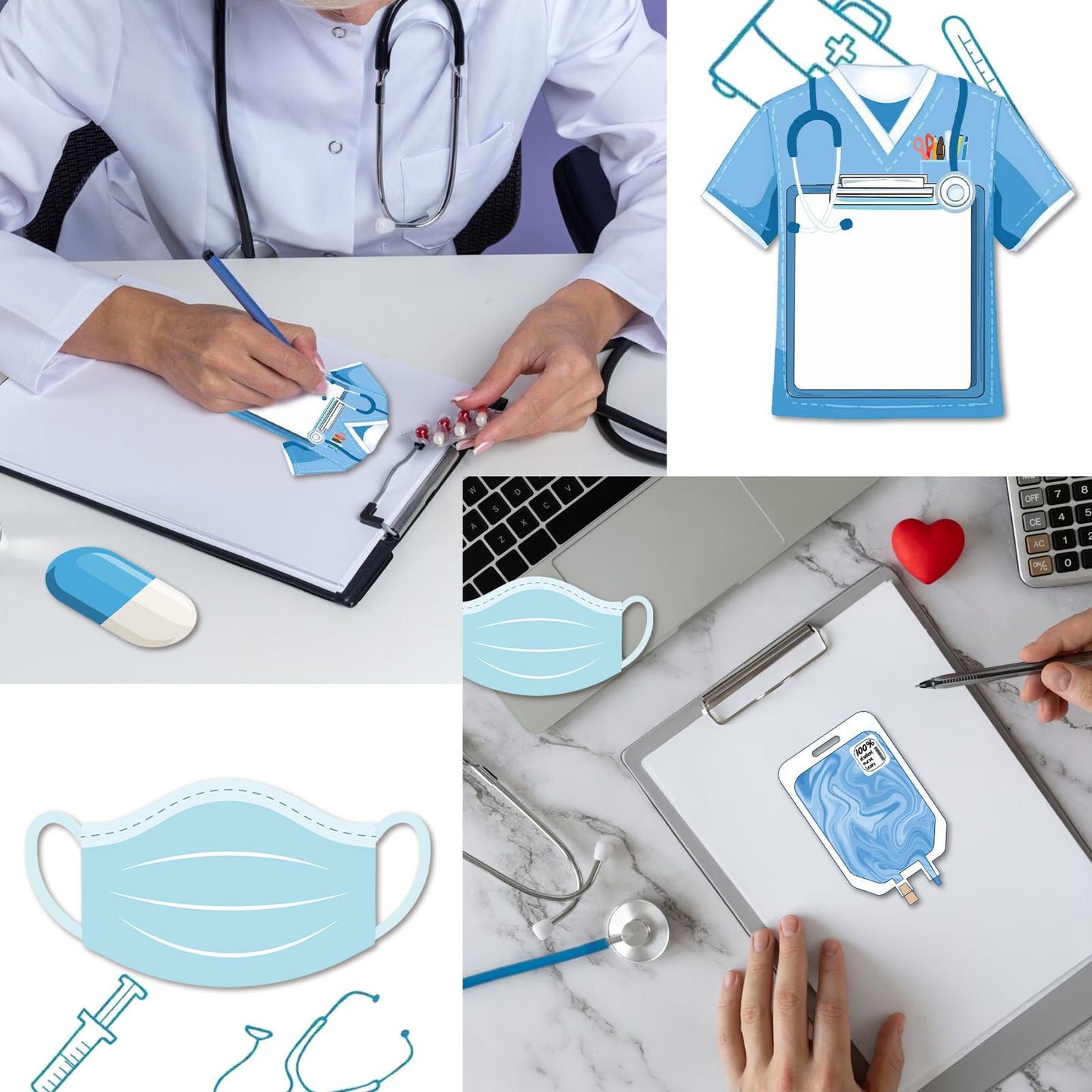 8Pcs Mini Funny Nurse Sticky Notes, Nursing Essentials Nurse Stationary Sticky Notes, Medical Themed Self Stick Note Pads for Hospital School Nurse Supplies (240 Sheets)