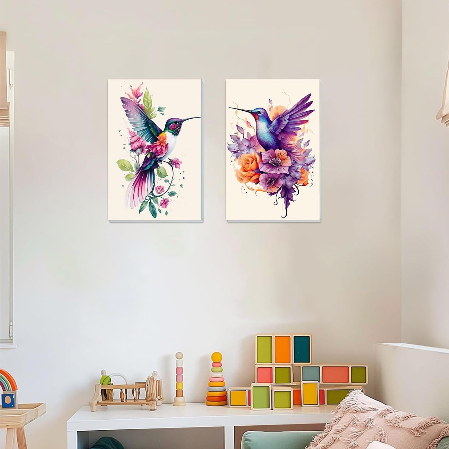 2 Pack Hummingbird Paint by Numbers with Frame, Hummingbird Paint by Numbers for Adults with Easel, DIY Crafts Painting by Number for Gift Home Wall Decor 8x12inch