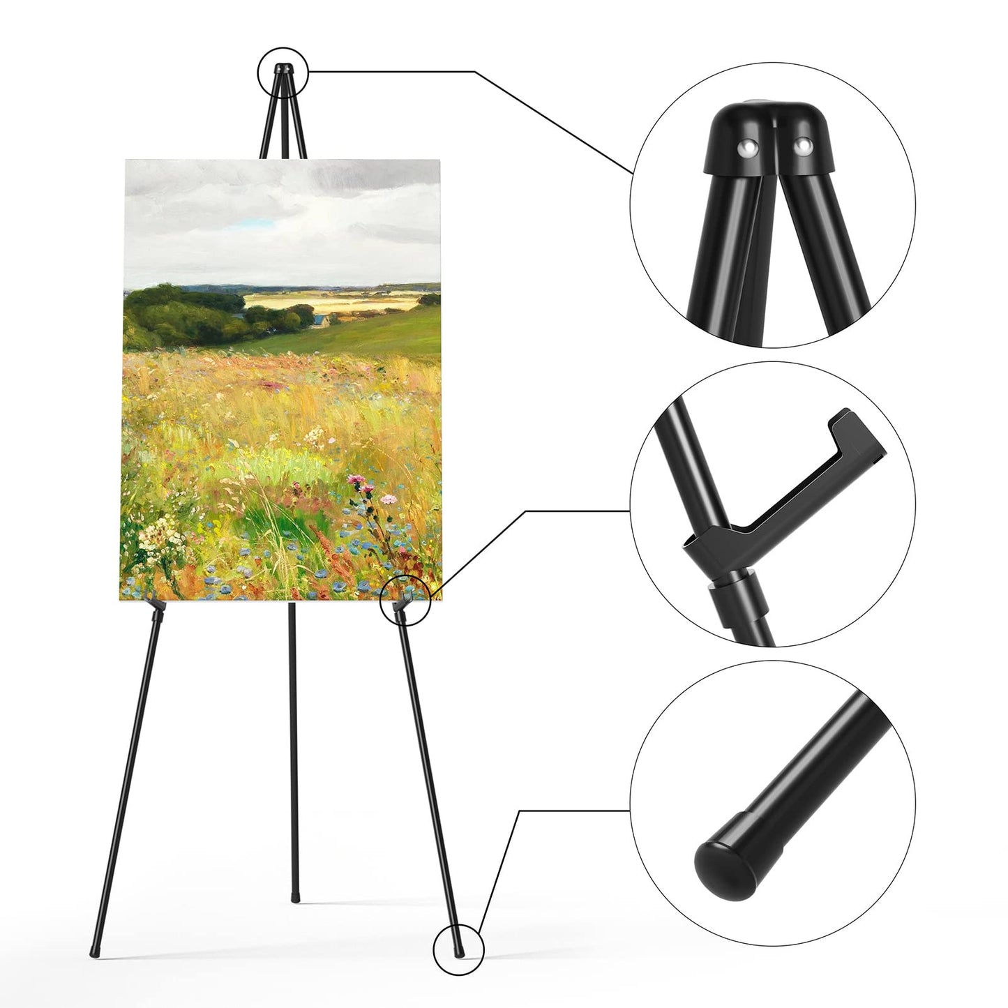 Easel Stand for Sign, Aredy 63" Portable Painting Easel, Lightweight Metal Easels for Painting Canvas, Wedding Sign (2 Pack)