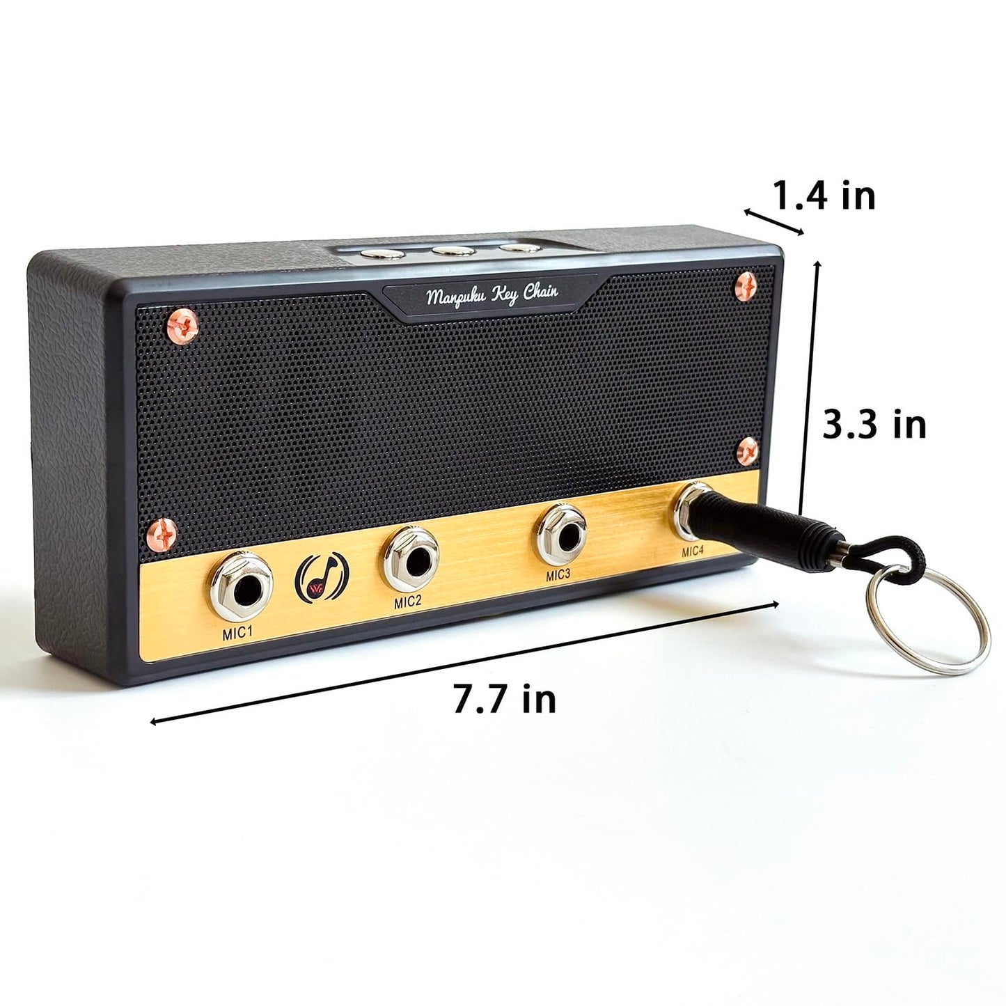 SaSpoloi Guitar Amp Key Holder for Wall Mount, Includes 4 Guitar Plug Key Fobs and 1 Wall Mounting Kit (Black)