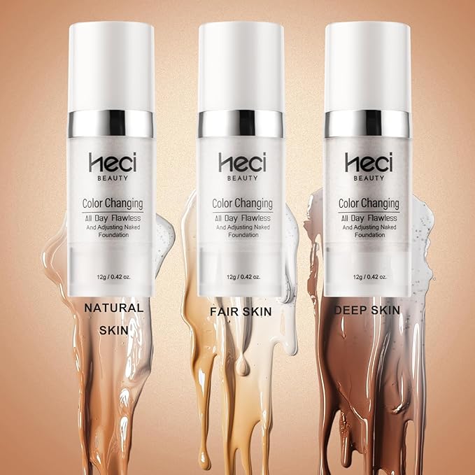 Color Changing Foundation Liquid Base,2 Pack Travel Size,Improves Uneven Skin Tone, Lightweight & Lasting,Make up for Concealer Cover Cream,Nature Finish for All Skin 0.42 oz