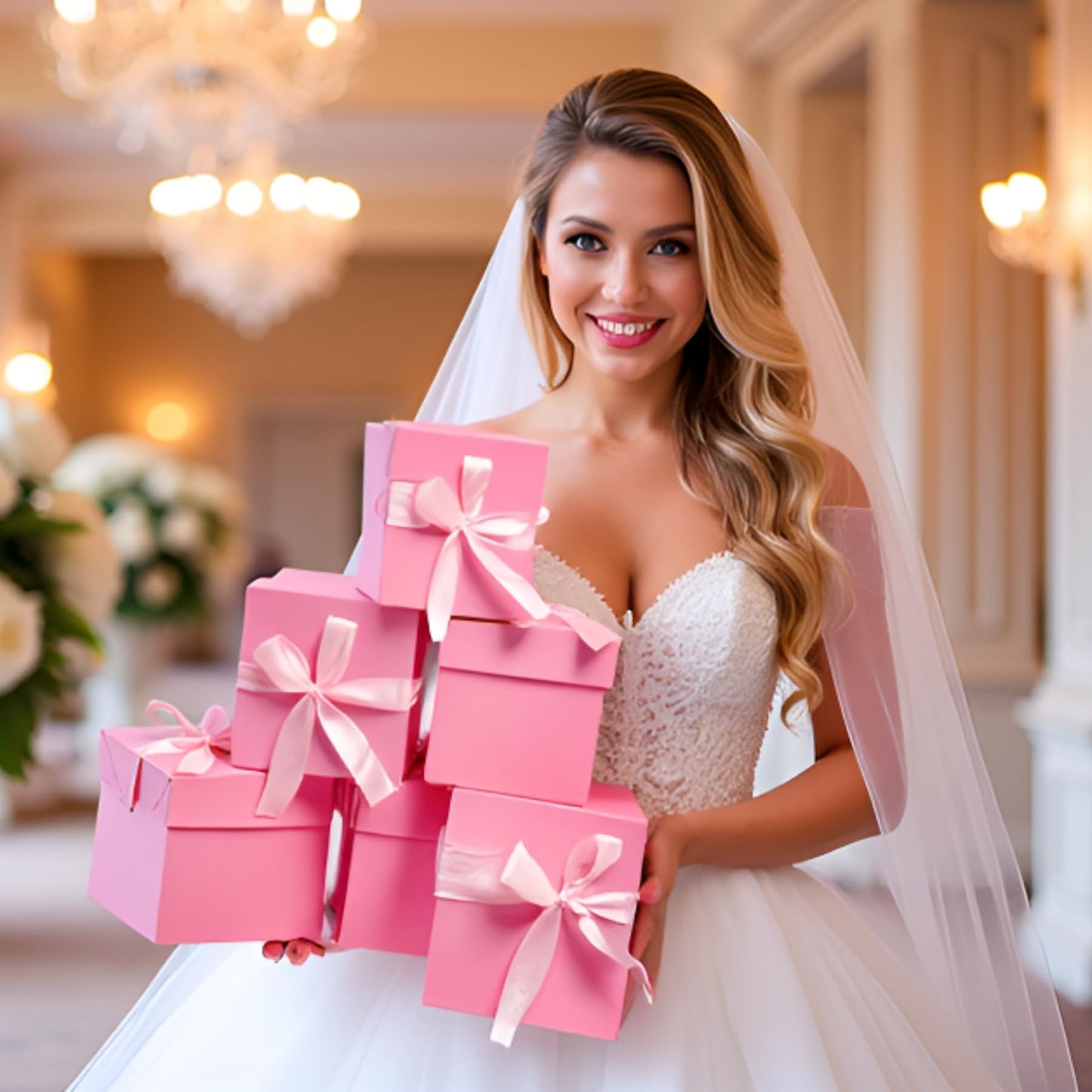 GP SUP 12 Pcs Mixed Color Gift Boxes with Lids, 10x10x10cm,6 Color Squared Boxes for Birthday Wedding Party Mother's Day(Multicolor, 4x4x4 Inch)
