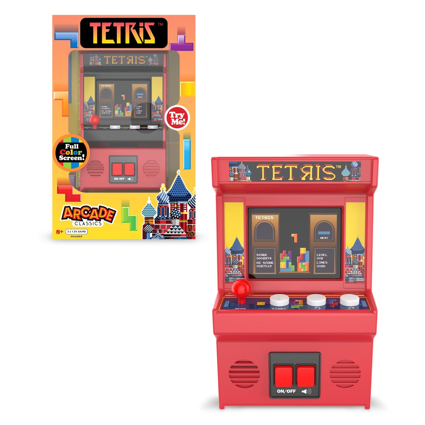 Arcade Classics - Retro Mini Arcade Game, Full Color Screen, Classic Handheld Electronic Game Console, 90s Toy, Great Gift for Kids 8+, Tetris