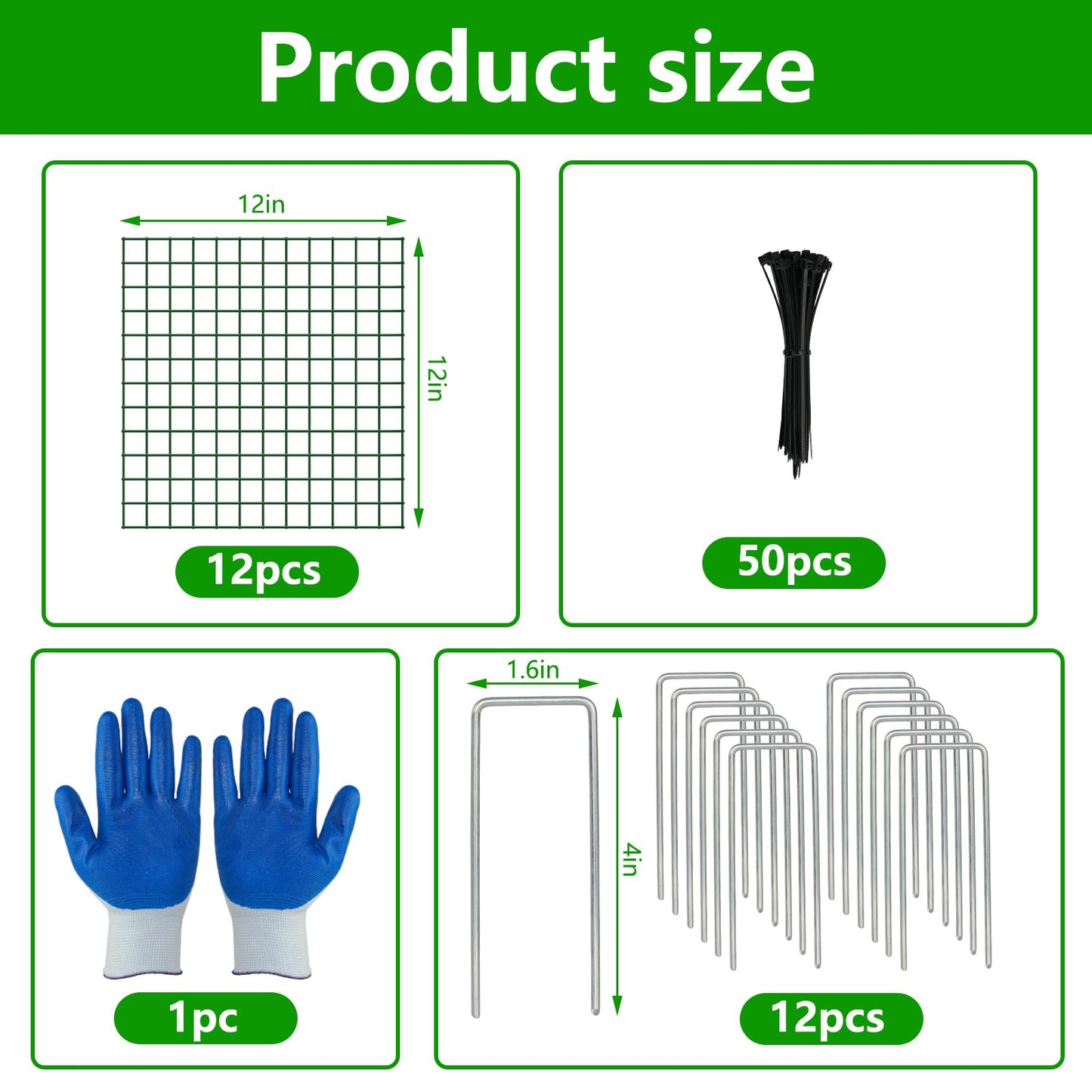 4 Pack Plant Protectors from Animals, 12''x12'' Metal Plant Cages for Outdoor Plants, Garden Plant Protector with Stakes & Zip Ties, Keep Rabbits Squirrels Out, Plant Cage for Flowers Vegetables