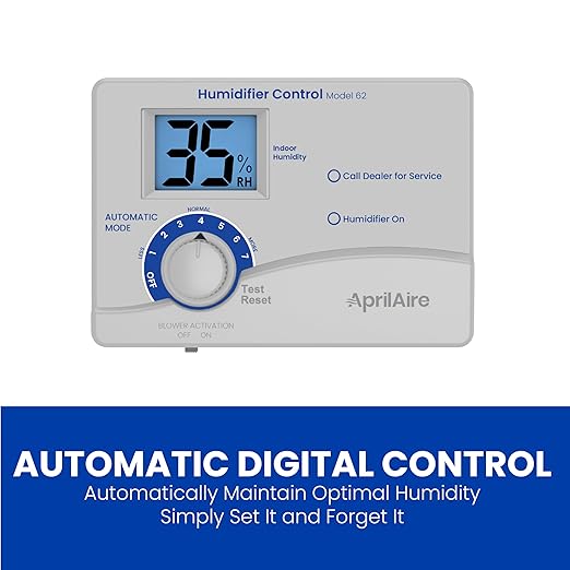 AprilAire 62 Automatic Digital Whole-House Humidifier Control Humidistat with Outdoor Temperature Sensor for AprilAire Whole-House Steam Humidifiers, Low Voltage 24VAC