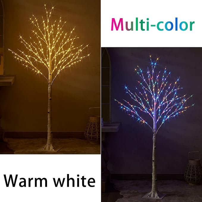 Fudios Lighted Birch Trees for Decoration 4FT Light up 200 LED Faux White Tree Plug in Artificial White Christmas Decor for Home Inside Xmas Wedding Party Gift Outdoor