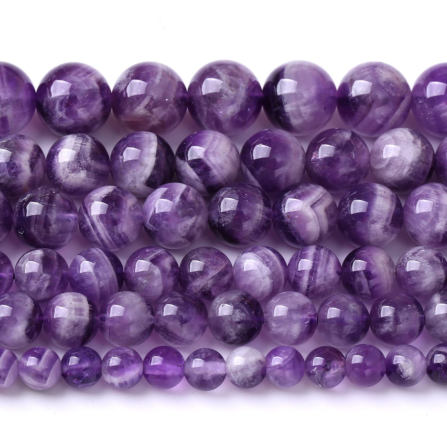 Natural Purple Dream Lace Amethysts Beads Crystal Round Loose Beads for Jewelry Making 6mm 60PCS 1 Strand 15" (Purple Dream Lace Amethysts, 6mm)
