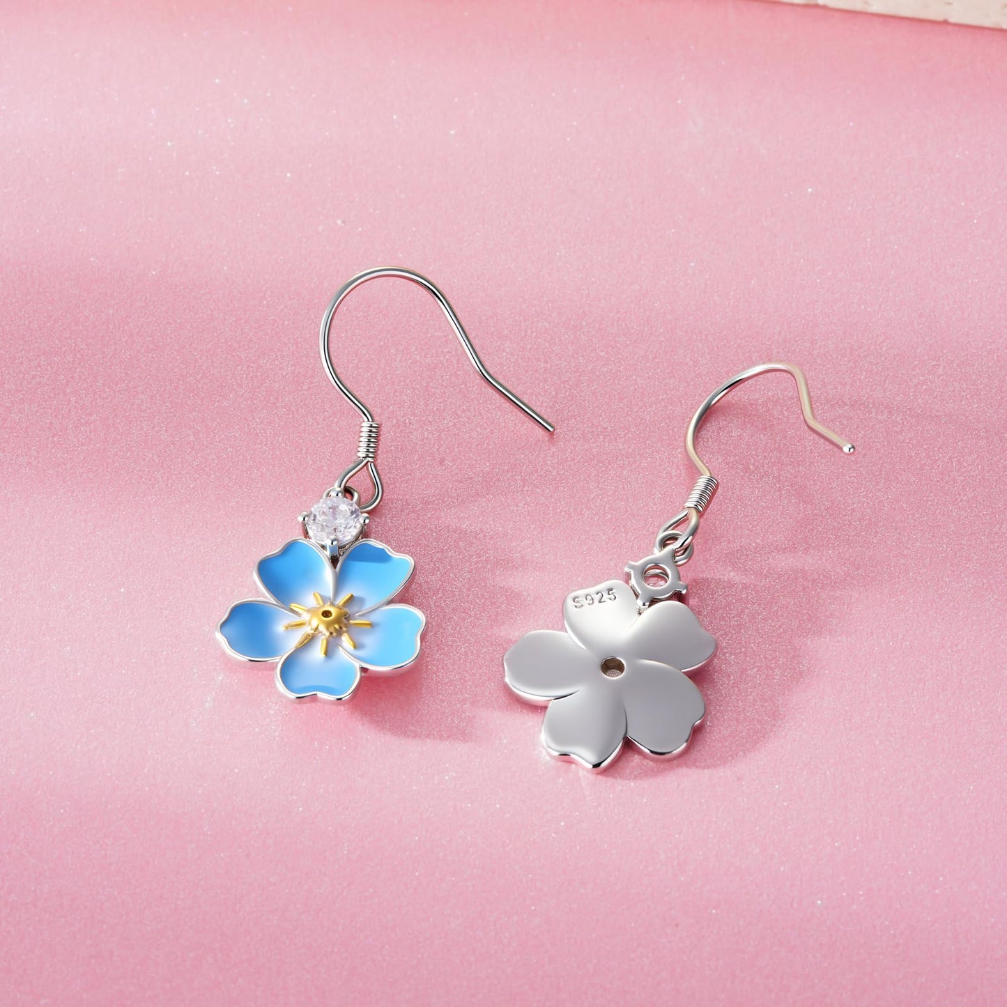 Forget Me Not Earrings 925 Sterling Silver Flower Earrings Forget Me Not Jewelry Gifts for Women
