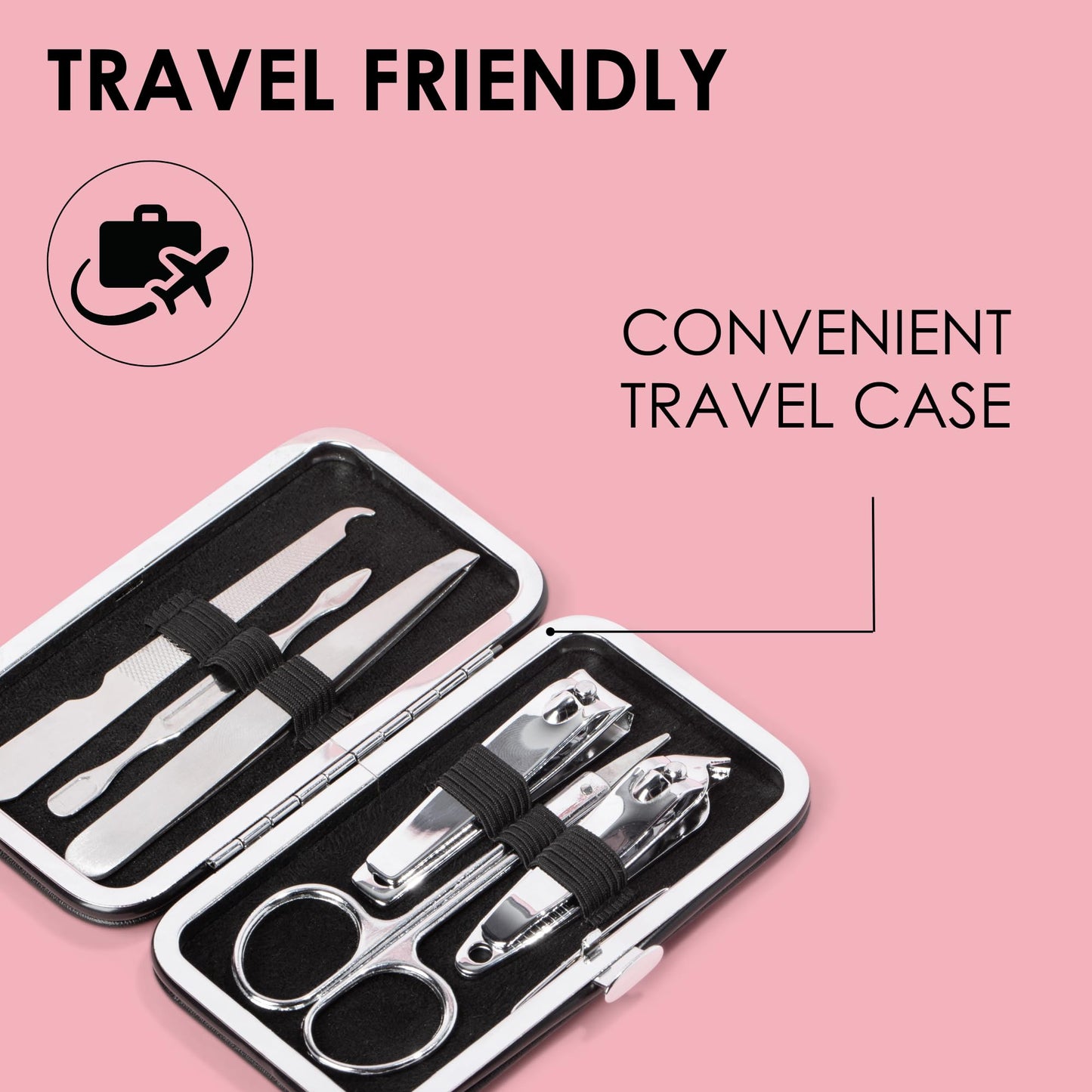 JAPONESQUE Travel Manicure Kit – 6-Piece Nail Tool Set in Compact Case for At-Home & Travel Use