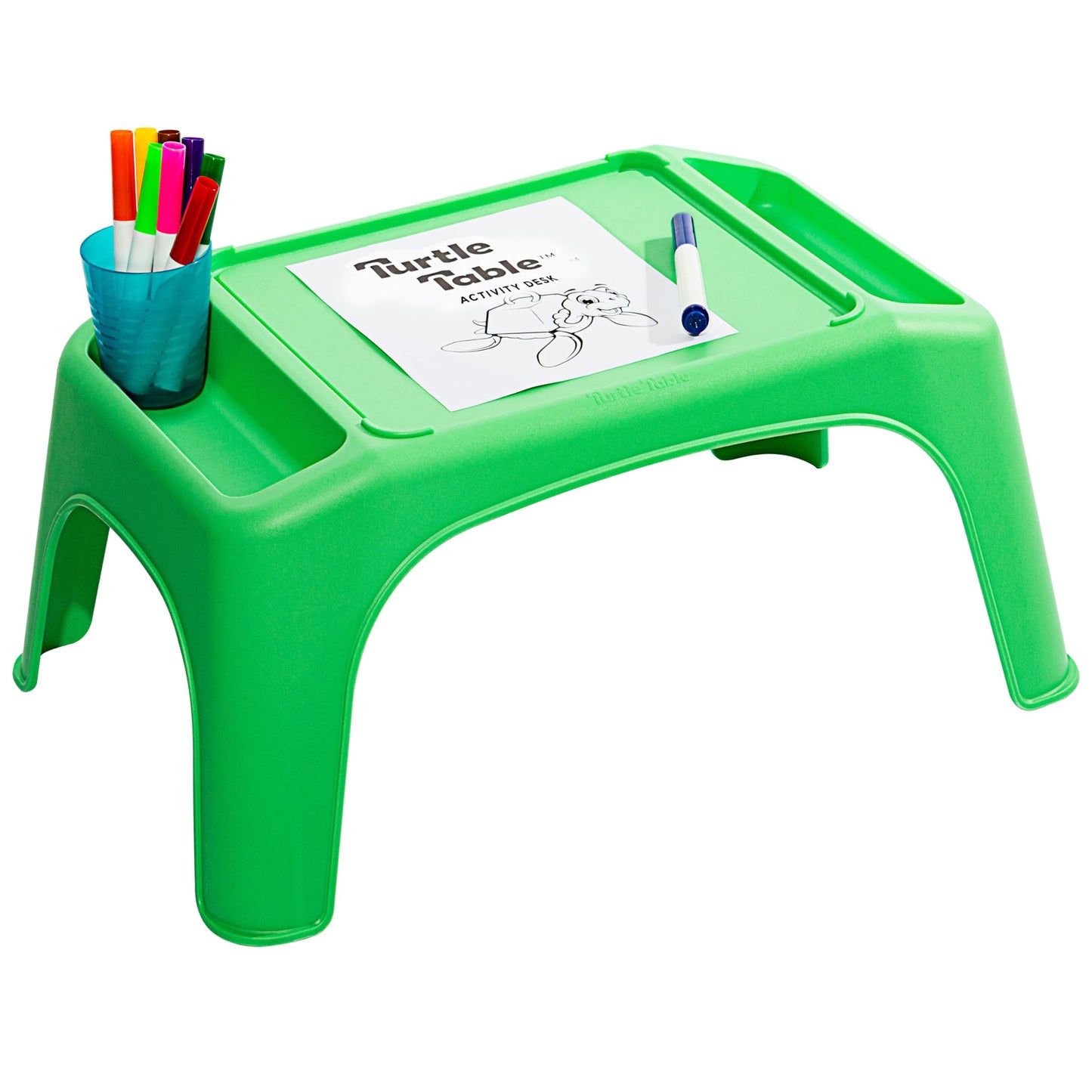 LAPGEAR Turtle Table Kids Flexible Seating Lap Desk Tray with Storage for Snacks, Play, Classroom, and Sensory Activities - Green - Style No. 20101