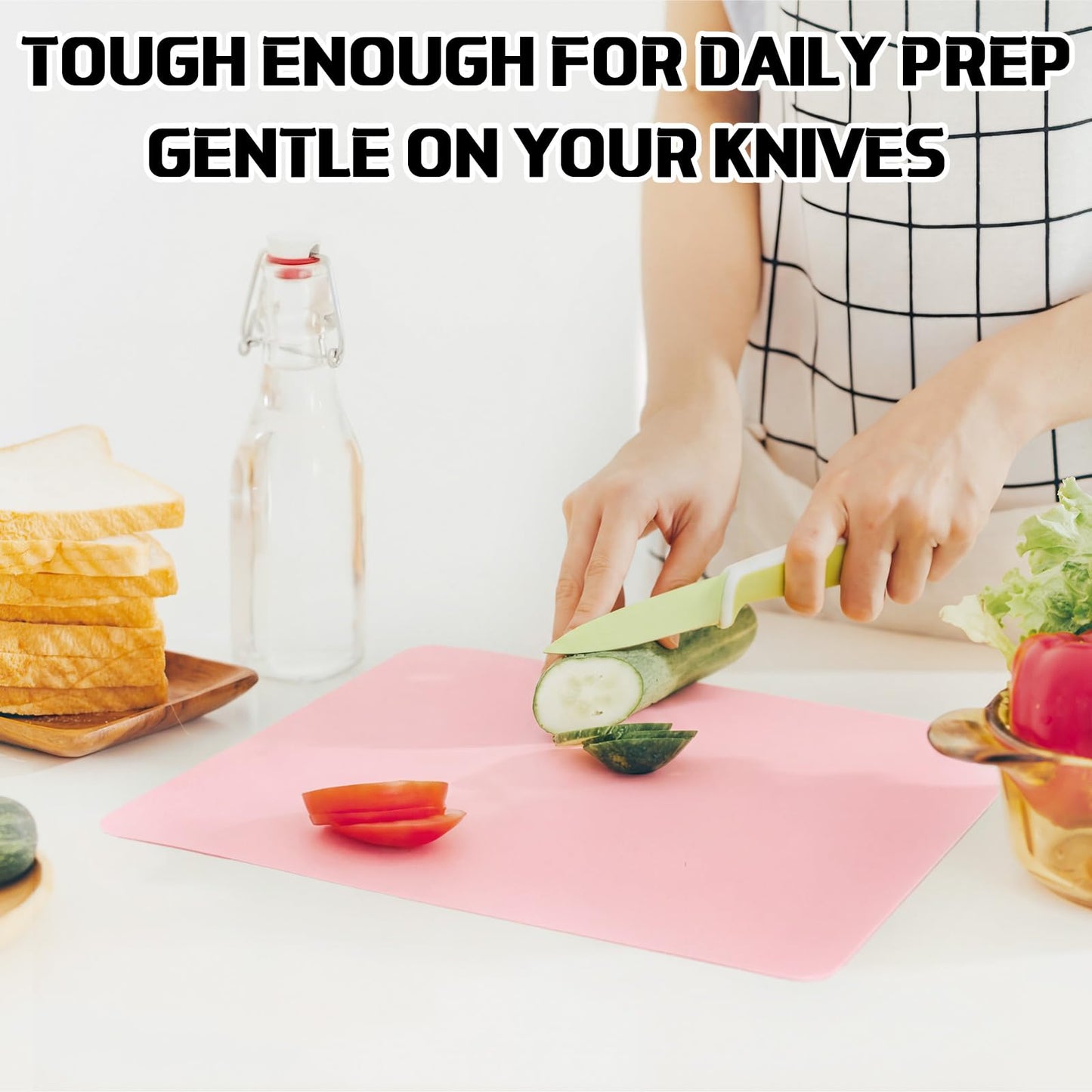 Acellegic 30 Pcs Plastic Flexible Cutting Boards for Kitchen 15 x 12 Inch, Pink Frosted Cutting Mats Sheets Dishwasher Safe for Kitchen Food