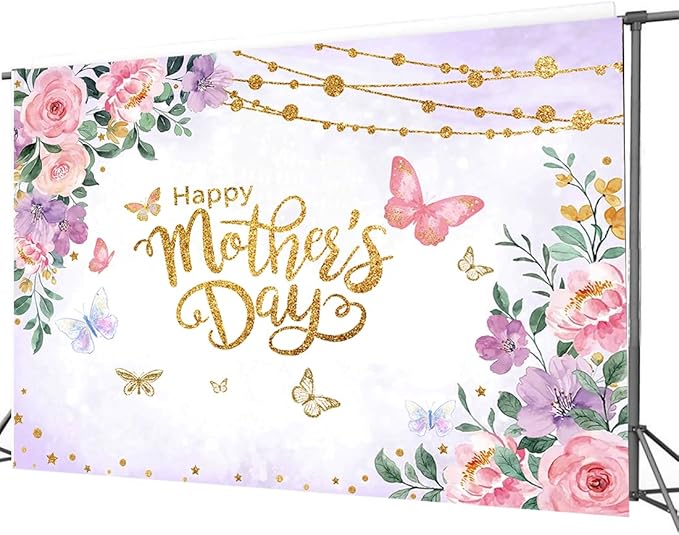 CYLYH 7x5ft Happy Mother's Day Backdrops Pink Carnation Background Mother's Day Party Decorations Banner Photo Studio Props D893