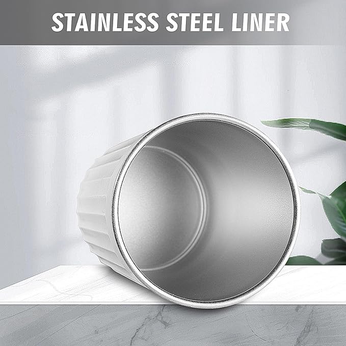 Toothbrush Holder for Bathroom-12oz Unbreakable Stainless Steel Bathroom Cup,Easy to Clean Toothbrush Cup, Reusable Bathroom Tumbler Cups for Home/School/Office(3" x 4.5") (White)
