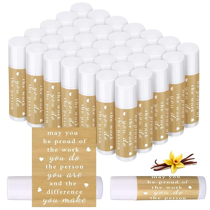 Demissle 36 Pcs Thank You Lip Balm Appreciation Gifts Bulk Inspirational You're the Balm Vanilla Ingredients Lips Care for Thanksgiving Christmas Appreciation Favor Employee Coworker Volunteer