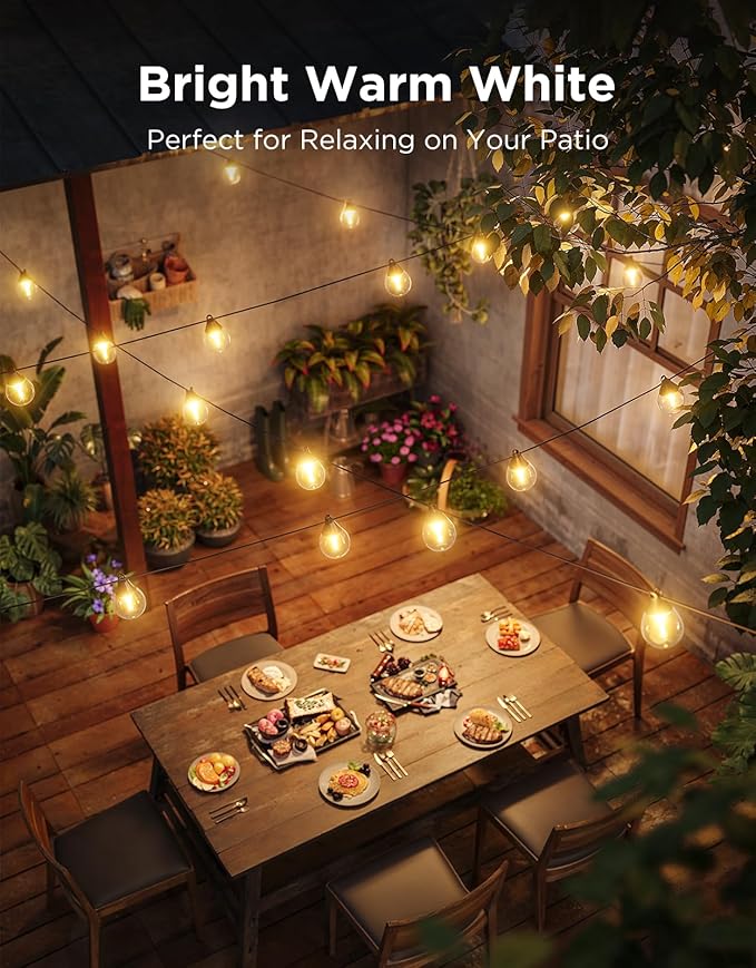Govee Outdoor Clear Bulb String Lights, 96ft RGBWIC Outdoor String Lights with 30 Dimmable Warm White LED Bulbs, 111 Scene Modes for Patio, Backyard, IP67 Waterproof, Works with Alexa, Google & Matter