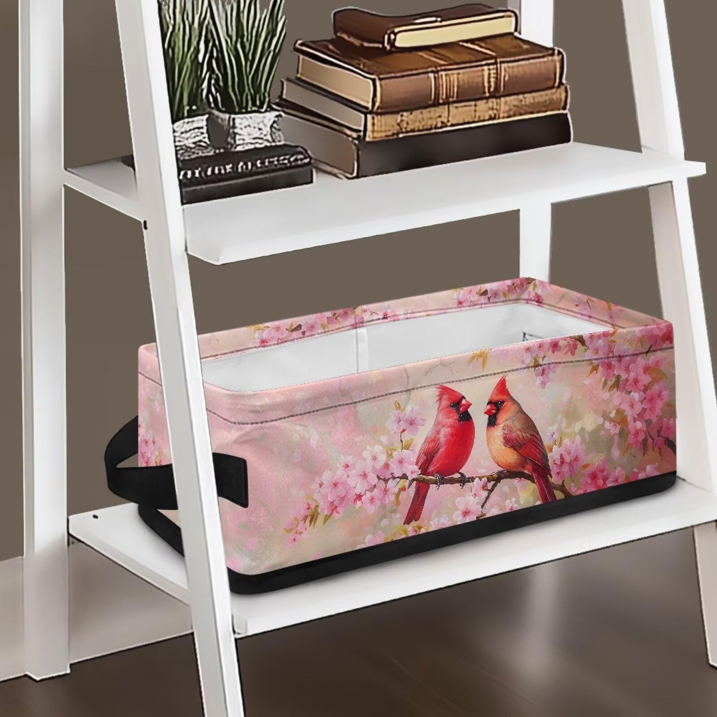 Garucesta Toilet Paper Baskets for Organizing Modern Bathroom Storage Bin Rectangular Bathroom Essentials Basket Household Organizer Bin Holder, Northern Cardinal Red Bird Pink Flower