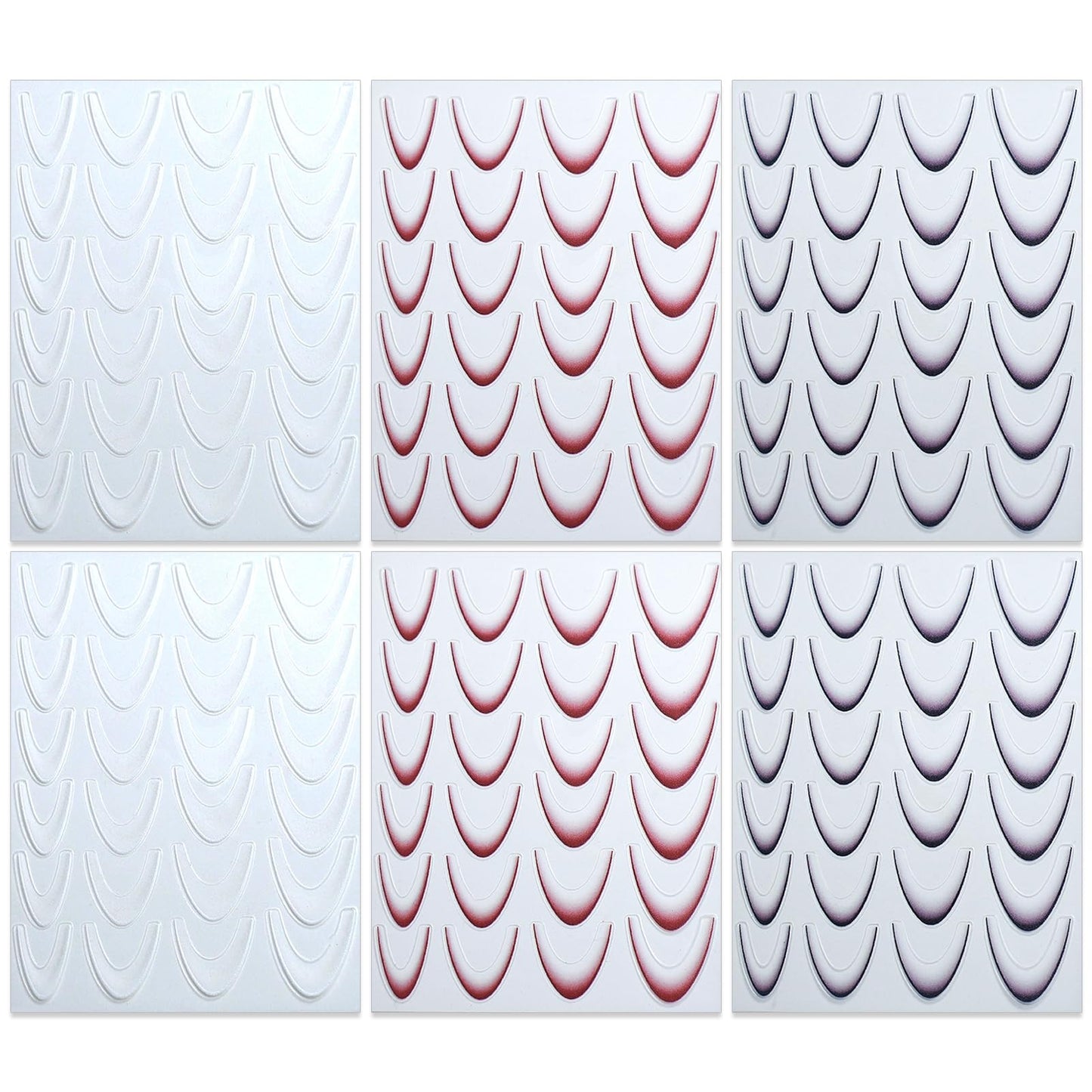 IDDFEVE 6 Sheets Gradient French Line Nail Art Stickers - Self-Adhesive Curved Stripes Nail Decals, French Tips Guides Designs for DIY Manicure (3 Colors)