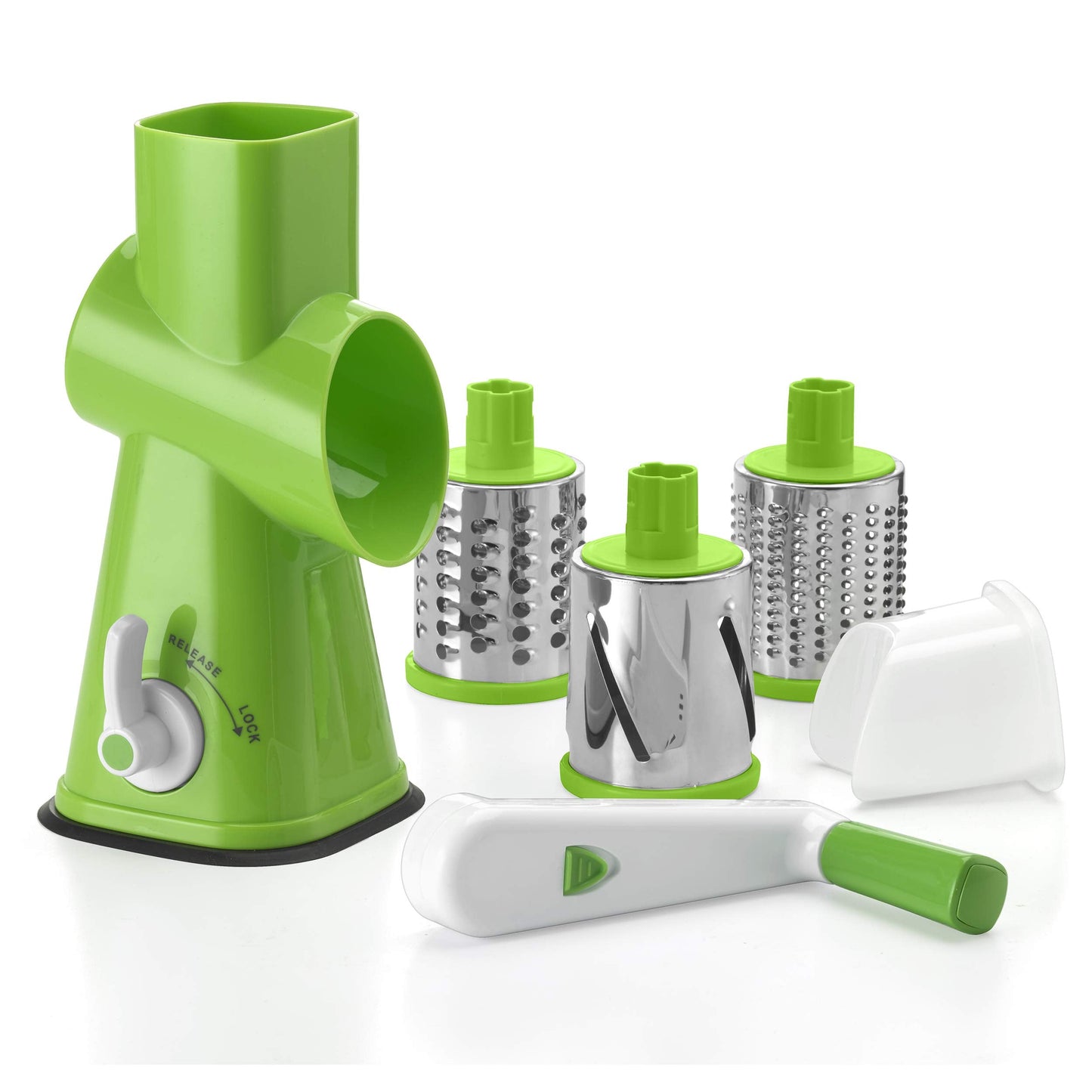 Cuisinart Fresh Slice Rotary Drum Grater, Cheese & Vegetable Slicer with 3 Interchangeable Stainless Steel Drums, Strong Suction Base, Dishwasher Safe