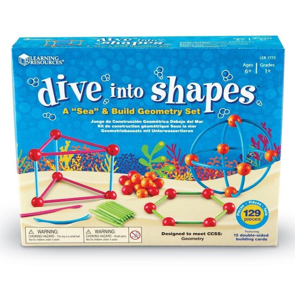 Learning Resources Dive into Shapes! A Sea and Build Geometry Set - Math Manipulatives, 3d Classroom Must Haves, STEM Games, Fine Motor Skills, Science Experiments for Kids, Building Supplies