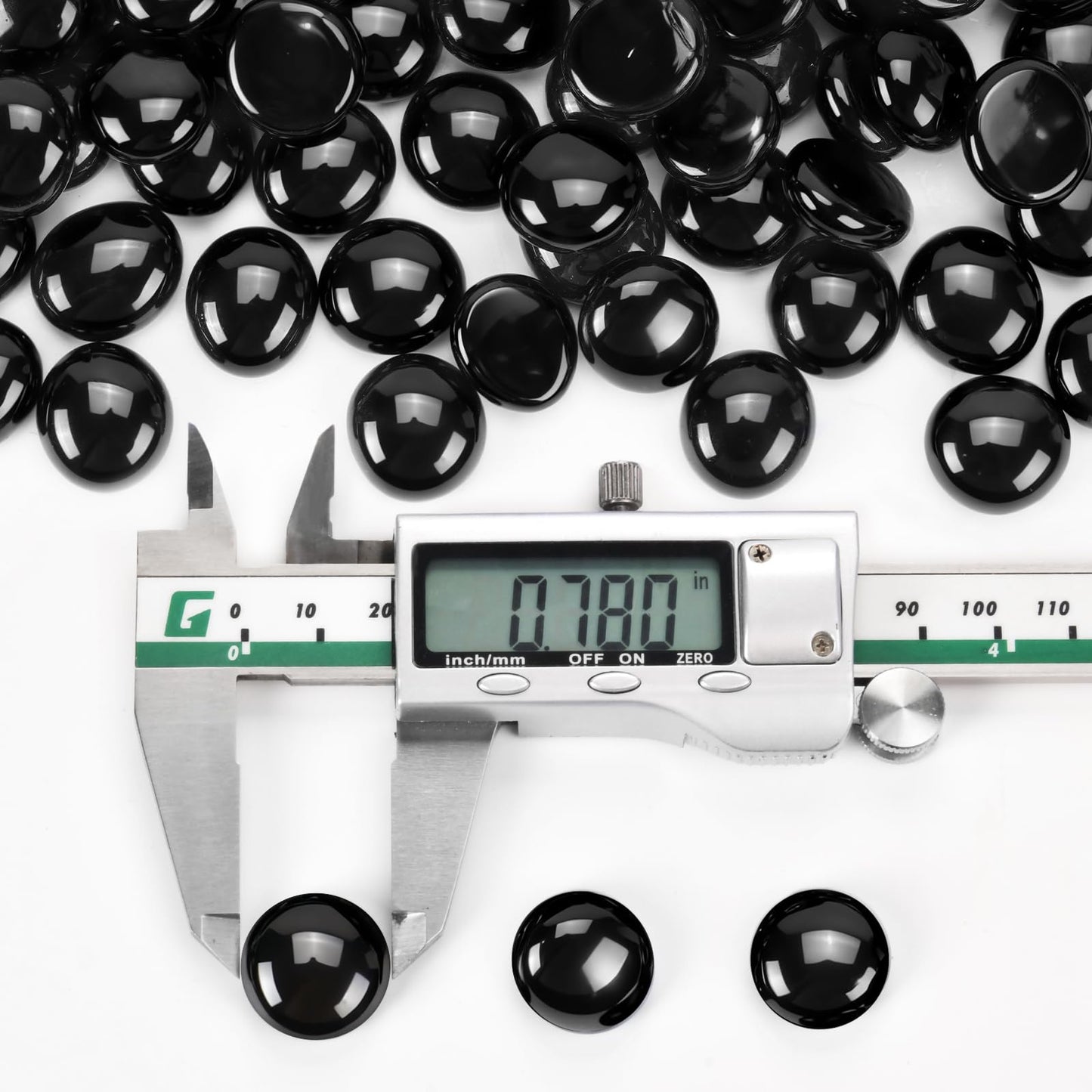vchin 3/4 Inch Fire Glass Beads,10 Pounds Fire Pit Glass Beads High Luster for Gas Fireplace, Fire Pit Table,Landscaping (Onyx Black Luster)