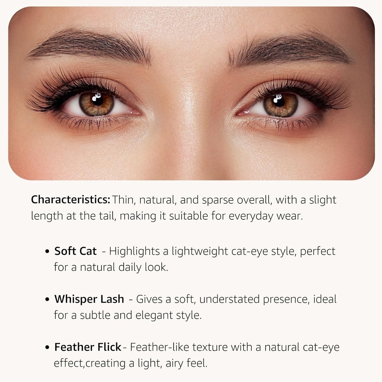 Cat Eye False Eyelashes – Natural Look, Wispy & Lightweight Glue-On Lashes, Reusable Fake Eyelashes for Everyday & Party Makeup (10 Pairs)