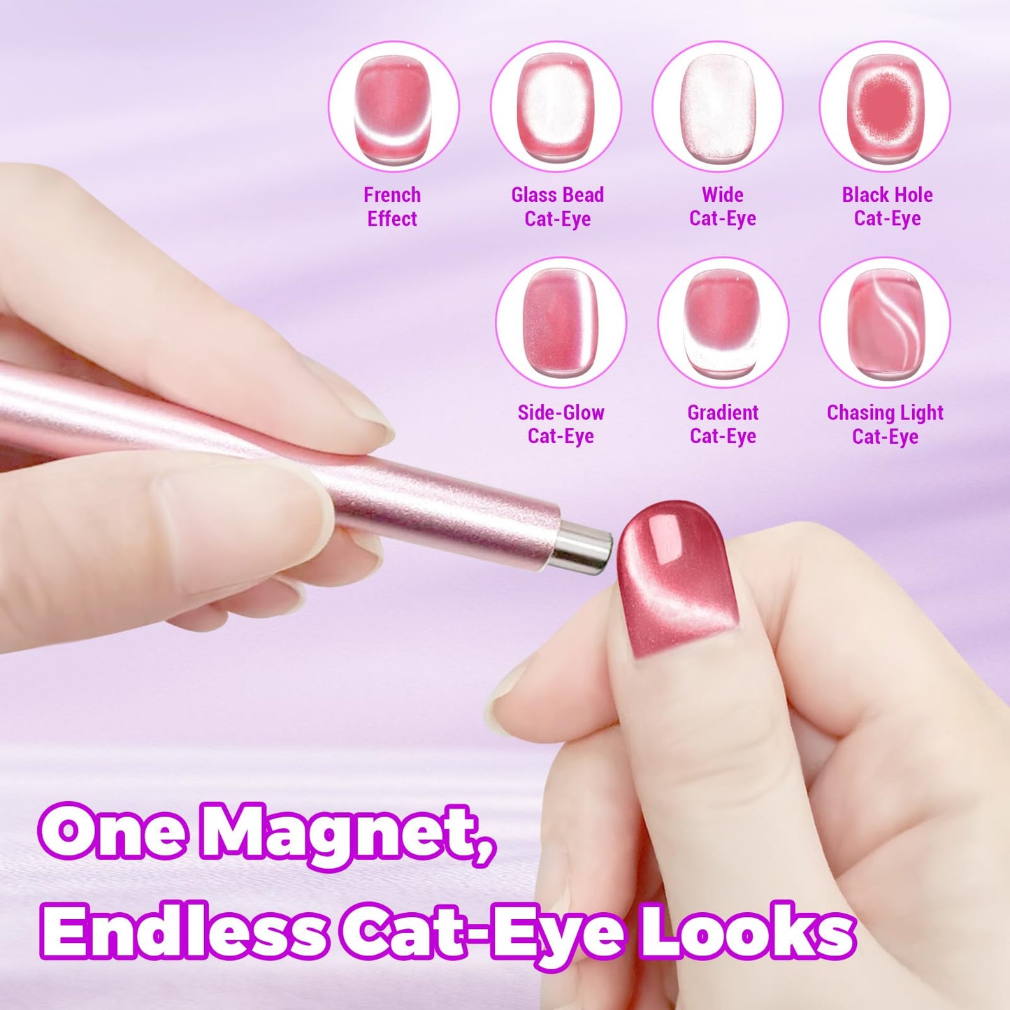 UnicornMAG U-Shaped Horseshoe Nail Art Magnet with 30 lb Magnetic Pull - Heavy Duty Alnico Magnet for Cat Eye, Velvet, Aura, 3D Magnetic Nail Polish Effects (Purple)
