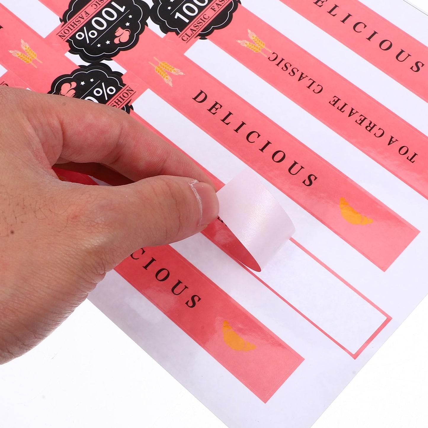 100 PCS Bakery Stickers, Cookie Stickers, 11x0.8in Tamper Evident Self-Adhesive Handmade Food Retail Package Seal for Craft Art and Other Decorative