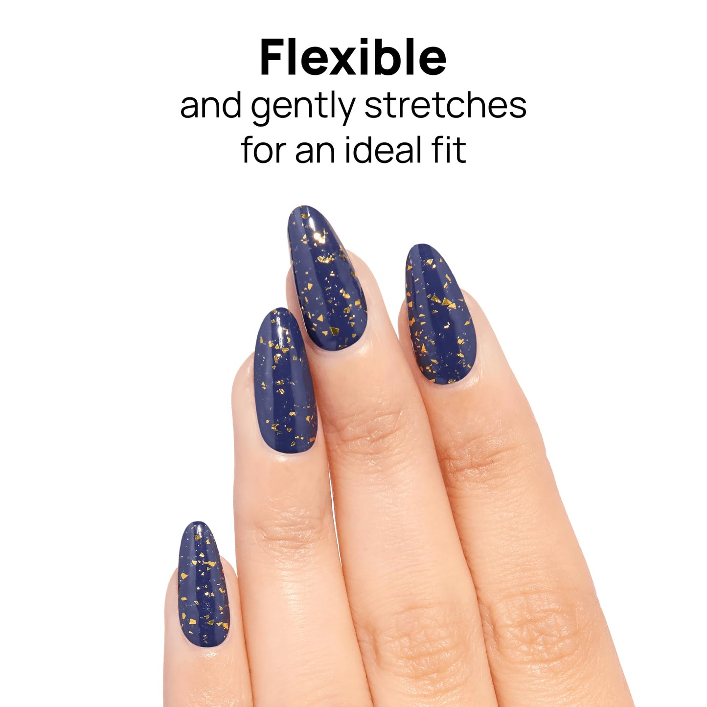 Color Street - Shining Starlet - Deep Blue Purple Nails with Gold Glitter, Real Nail Polish Strips, Glamorous Sparkle Manicure Style - 16 Double-Ended Strips