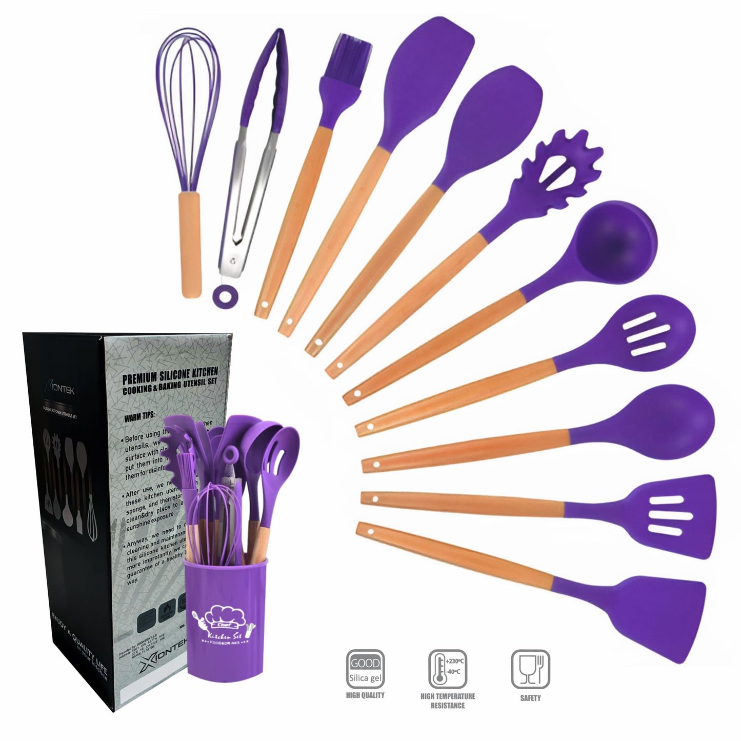 Silicone Kitchen Cooking Utensils Set, 12Pcs, Creative Baking Silicone Shovel Piece Non-Stick Frying Cooking