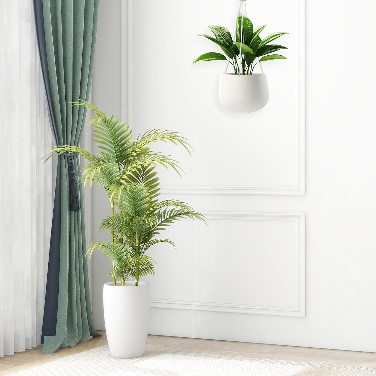 DECHOUS 30pcs Plastic Plant Baskets Hanging Hooks - 3 Size Flower Plant Pot Hanger for Indoor Outdoor Garden Planter Hanging, White