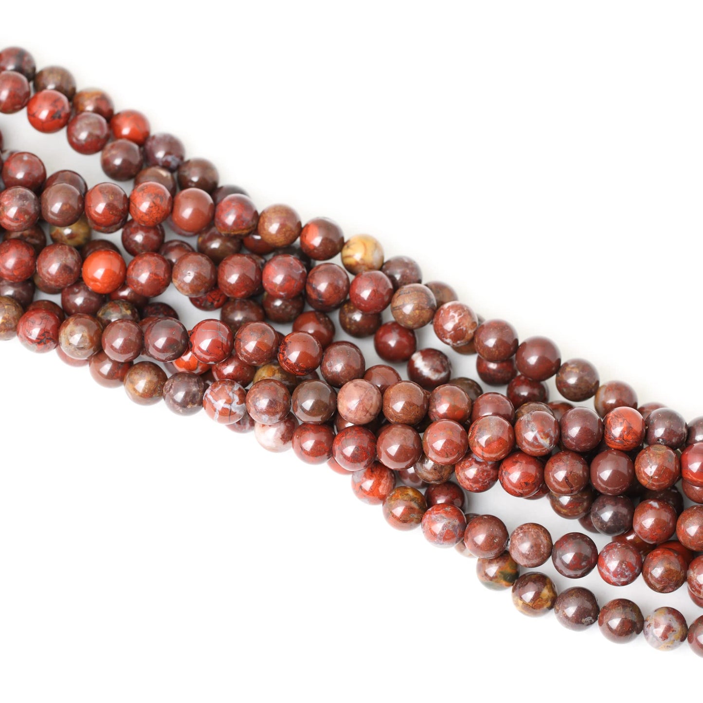 CHEAVIAN 45PCS 8mm Natural Red Brecciated Jasper Gemstone Round Loose Beads Stone Beads for Jewelry Making DIY 1 Strand 15"