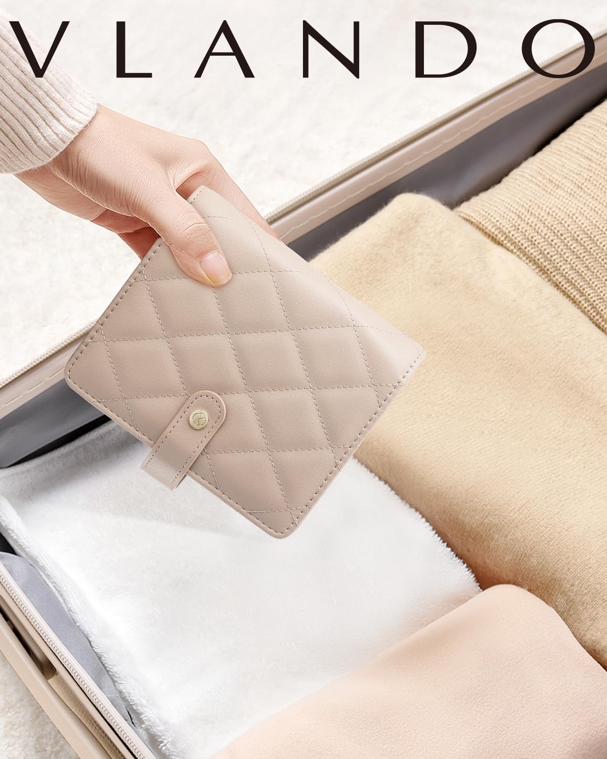 VLANDO Travel Jewelry Case,Portable Jewelry Organizer Storage Book with Clear Zipper Velvet Jewelry Pouch Bag Gifts for Traveler Women Girls-Toffee