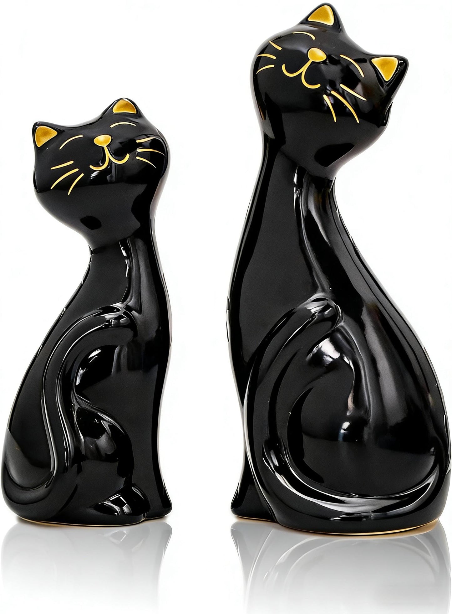 Wisifayardin 2pcs Black Cat Figurines and Statues for Home Decor - Black Cat Figurine for Cat Lovers