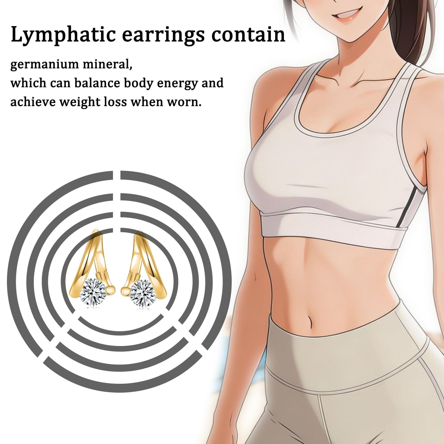Lymphatic Earrings for Women Negative Lon Lymph Detox Earrings Lymphvity Germanium Earring Drainage Slimming Jewelry Gift (Set(Gold+Silver))