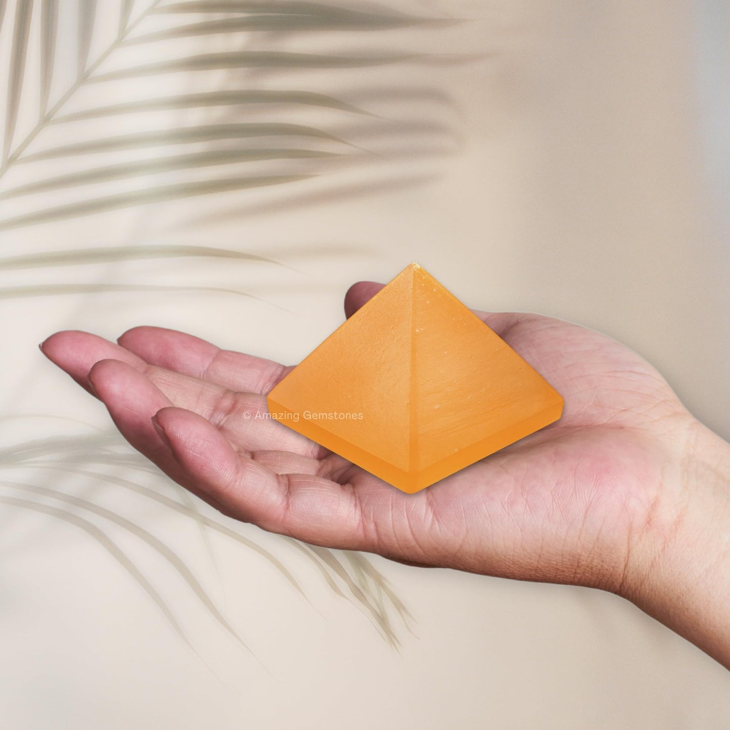 Amazing Gemstone Orange Selenite Pyramid Crystal Healing Stones - 1.5" Great Pyramid Figurine of Natural Stone Pyramid for Meditation, Reiki, Chakra Balancing and Crystal Pyramids Grid