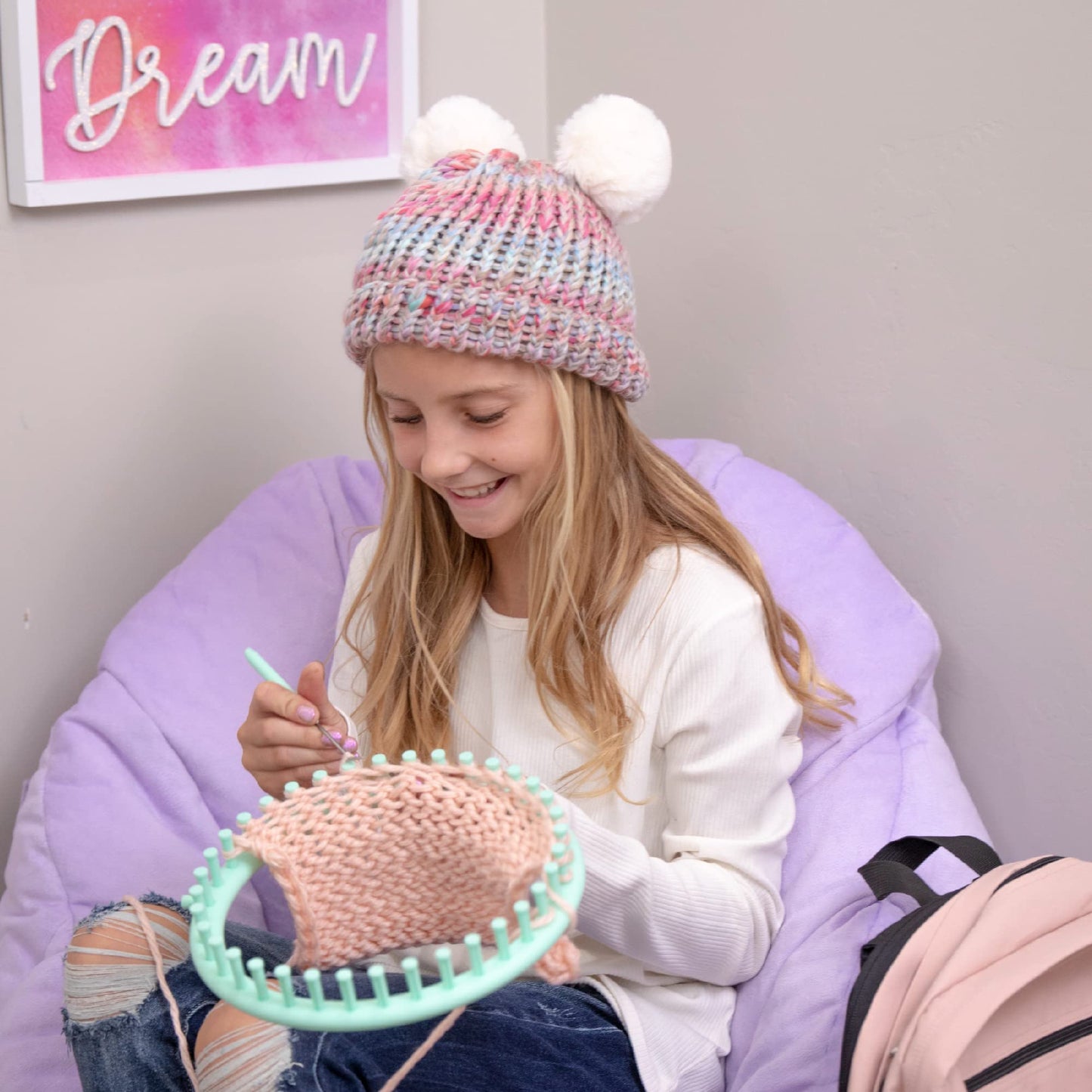 Hapinest Learn to Knit Hat and Scarf Knitting Loom Kit for Kids Ages 8-12