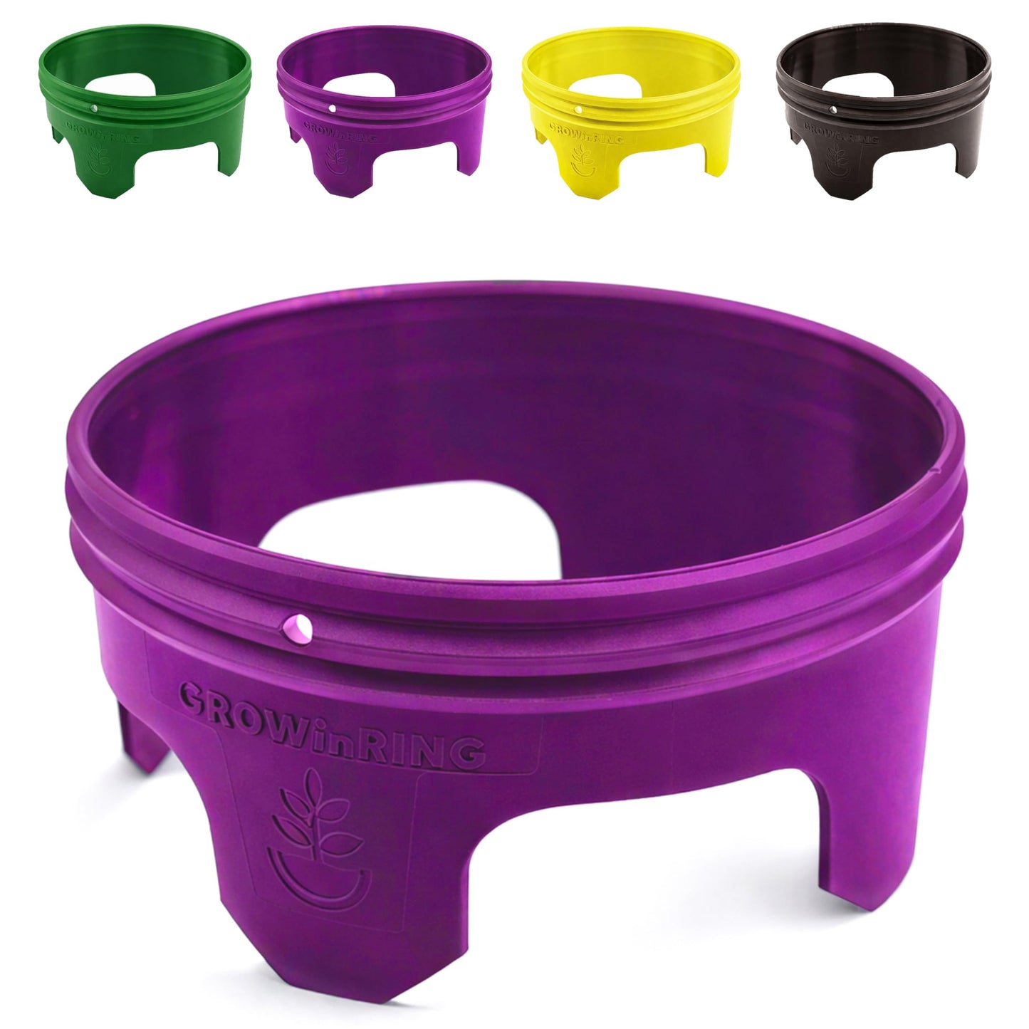 7 inch Solid Planting Grow Rings | 6 Pack Purple | One-Piece Design for Deep Root Watering Veggies, Herbs & Flowers | Mulch & Soil Barrier | Deter Slugs and Cutworms | Heavy Duty | Made in USA