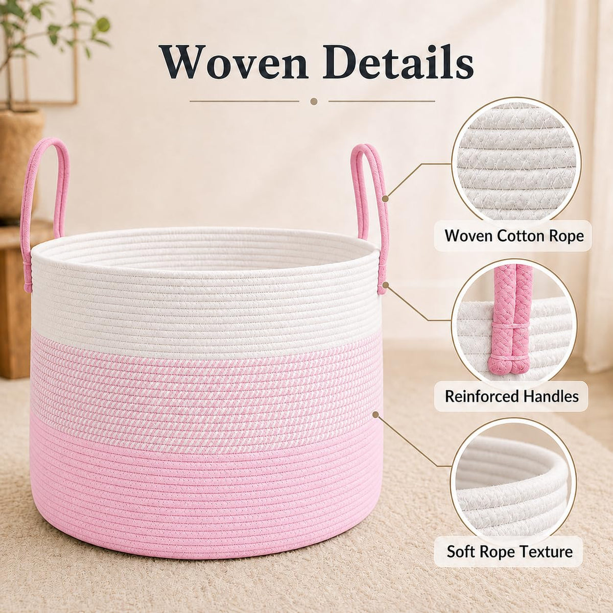 115L Extra Large Blanket Basket for Living Room