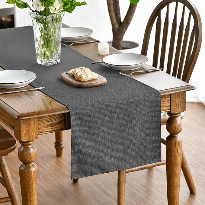 Artoid Mode Grey Table Runner, Seasonal Washable Kitchen Dining Table Decoration for Home Party Decor 13x36 Inch