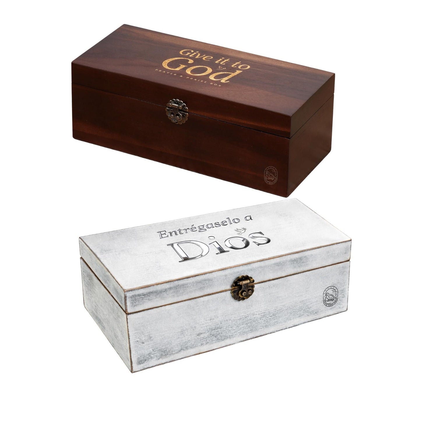 Prayer Box – Acacia Wood & Metal, Engraved “Give it to God,” Includes Prayer & Praise Cards, Decorative Religious Gift