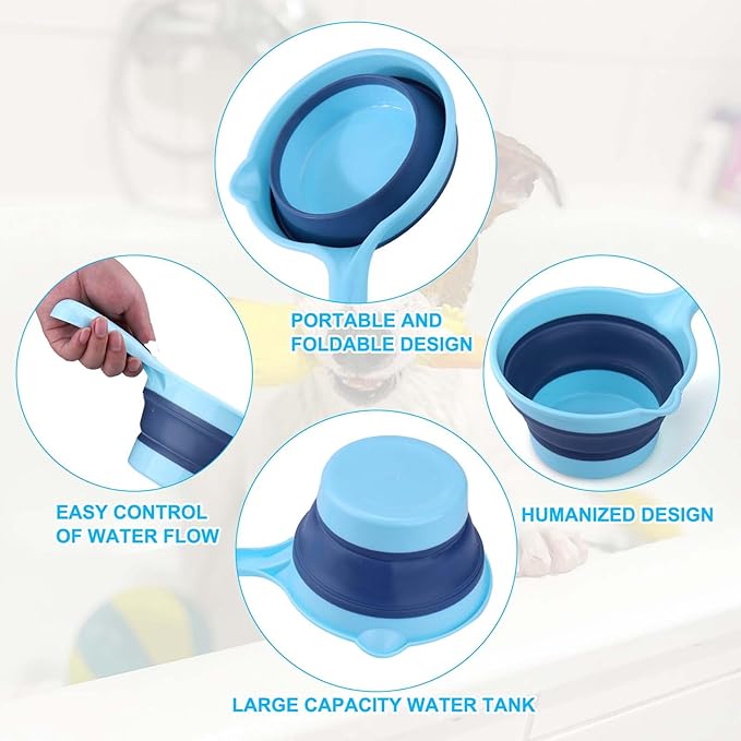 Vodolo Dog Bath Rinse Cup,Portable Foldable Dog Bath Tubs Accessories,Dog Shower Bathtub Dog Pool Supplies,Dog Washing Tools,Dog Shower Attachment