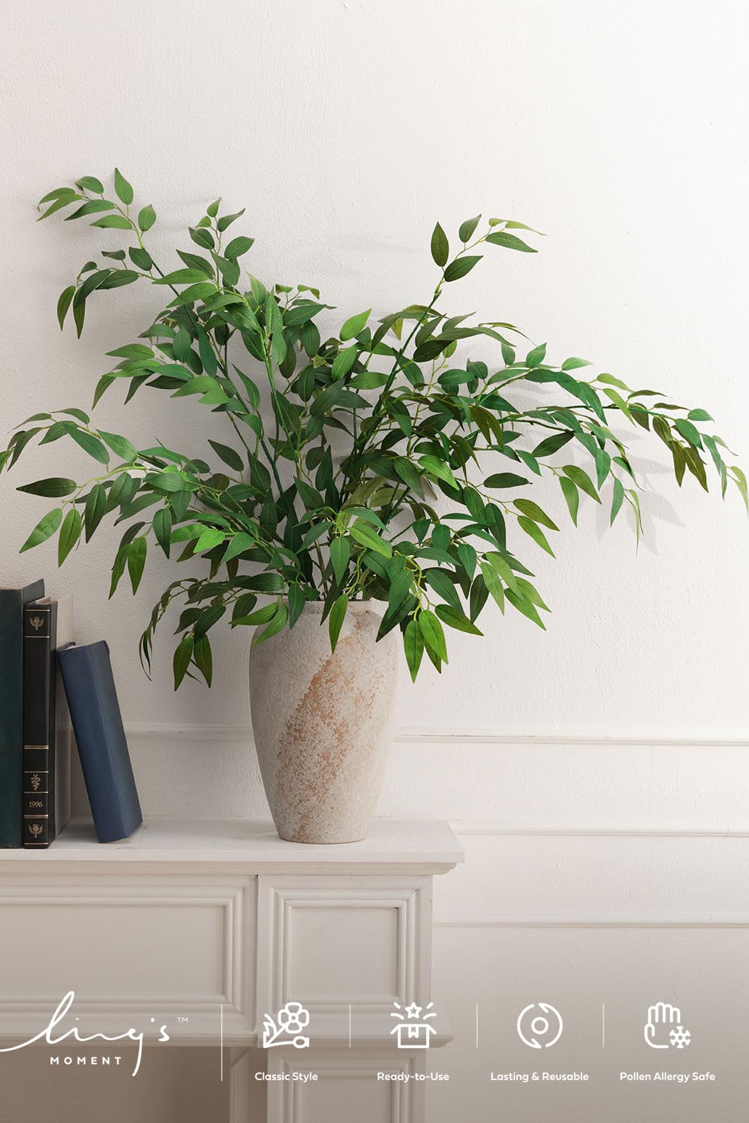 Ling's moment Italian Ruccus Greenery Stems Artificial Plants, 4Pcs 28" Tall Fake Branches Greenery, Realistic Texture Hanging Plant for Home Decor Wedding Bouquets Table Centerpieces, Room/Office