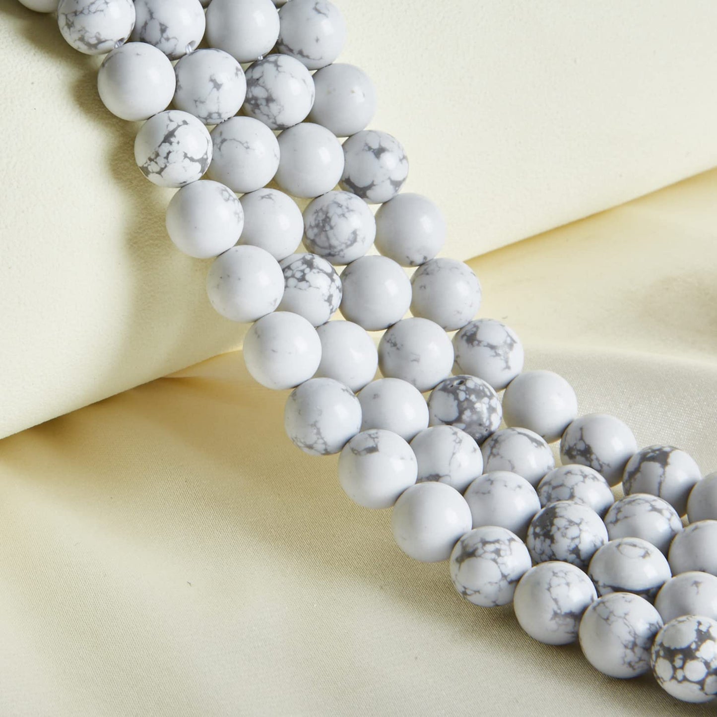 45pcs 8mm Natural Howlite Beads Gemstone Beads Round Loose Beads for Jewelry Making