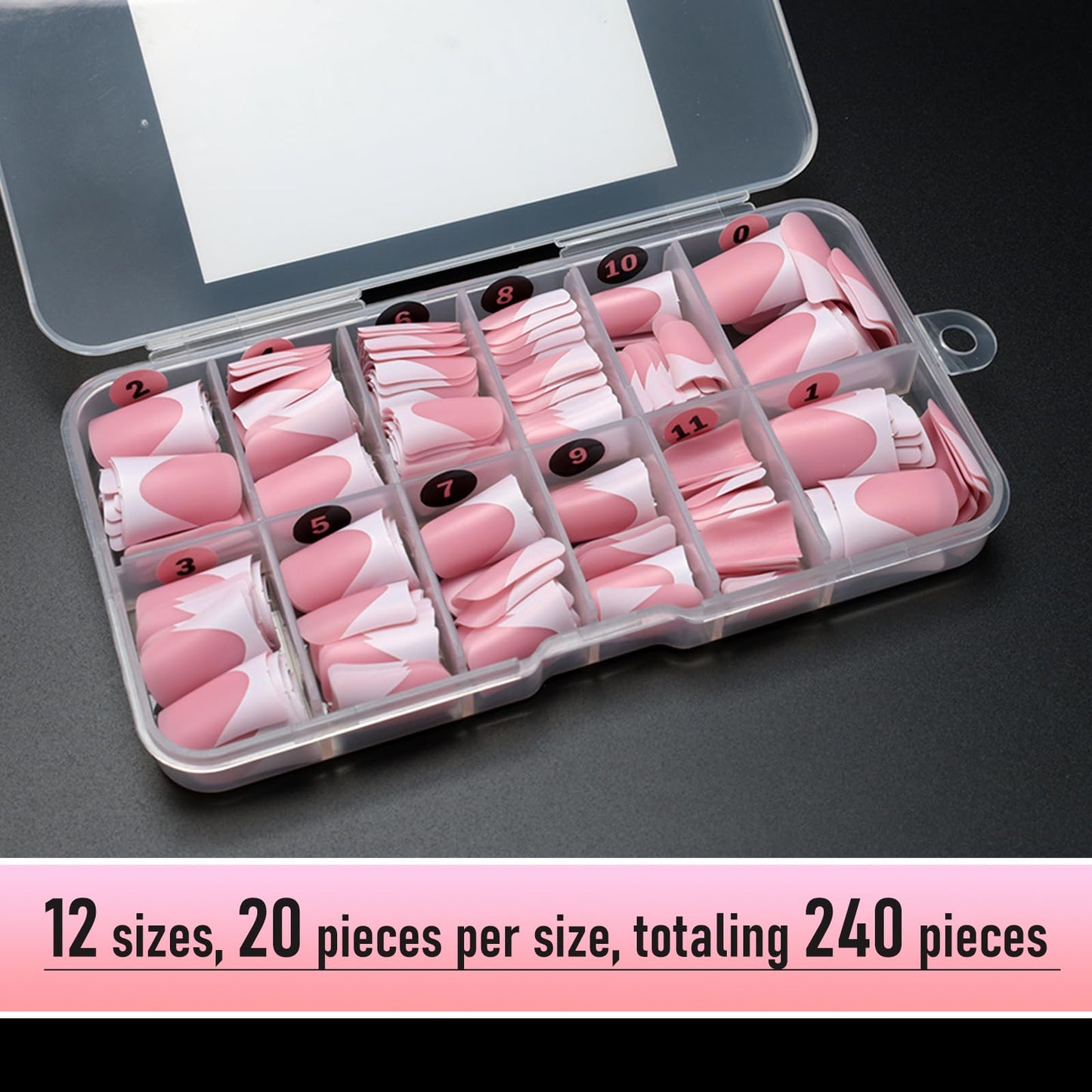 Wellquinn Short Duck Nail Tips French Press on Nails Full Cover Duck Feet Fake Pink Matte False Acrylic Nails for DIY Manicure 12 Sizes 240pcs
