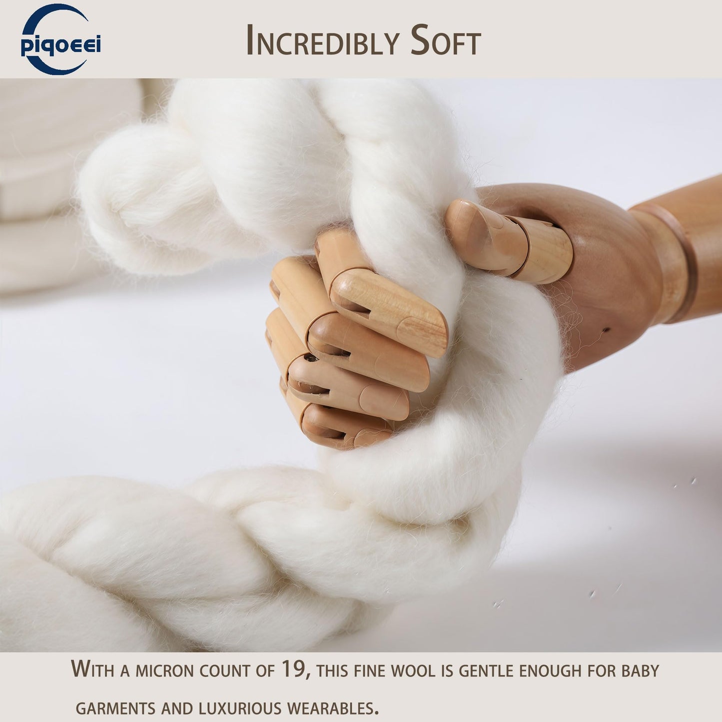 Merino Wool Roving Top for Spinning and Felting - 100% Natural Undyed, Soft Fine Wool for Needle Felting, Knitting, Dyeing (5.3oz)
