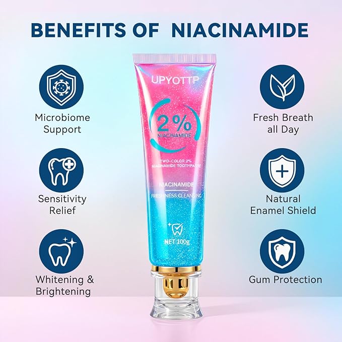 Niacinamide Whitening Toothpaste, Niacinamide Intensive Whitening Toothpaste, Fresh Breath, Improves Gum Health,Fluoride-Free, Suitable for Sensitive Teeth(1pcs)